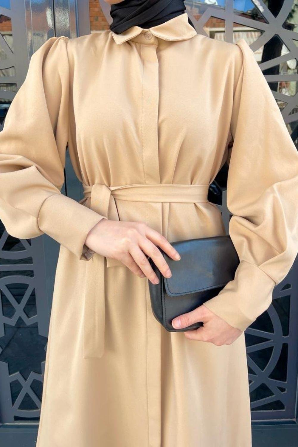 Gizli Düğmeli Kap Camel 5885 