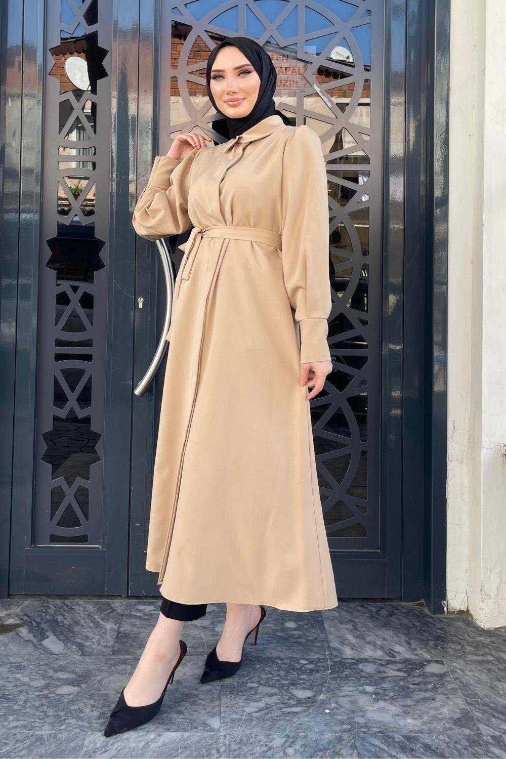 Gizli Düğmeli Kap Camel 5885 