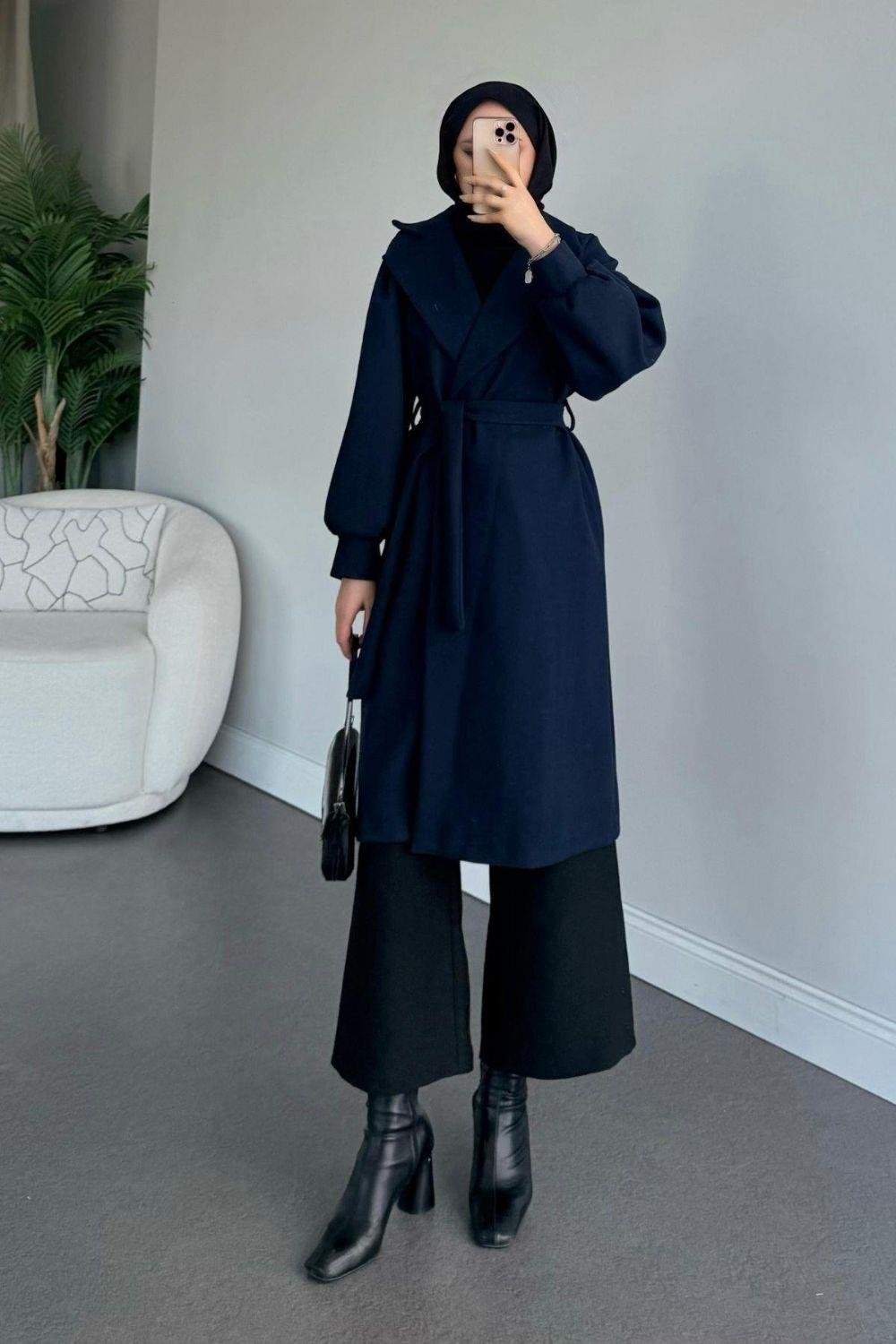 Mihver Kaşe Kaban Lacivert 5946 