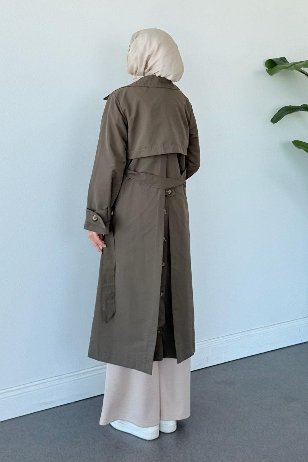 Asır Arka Pile Detaylı Trençkot Haki 5979 