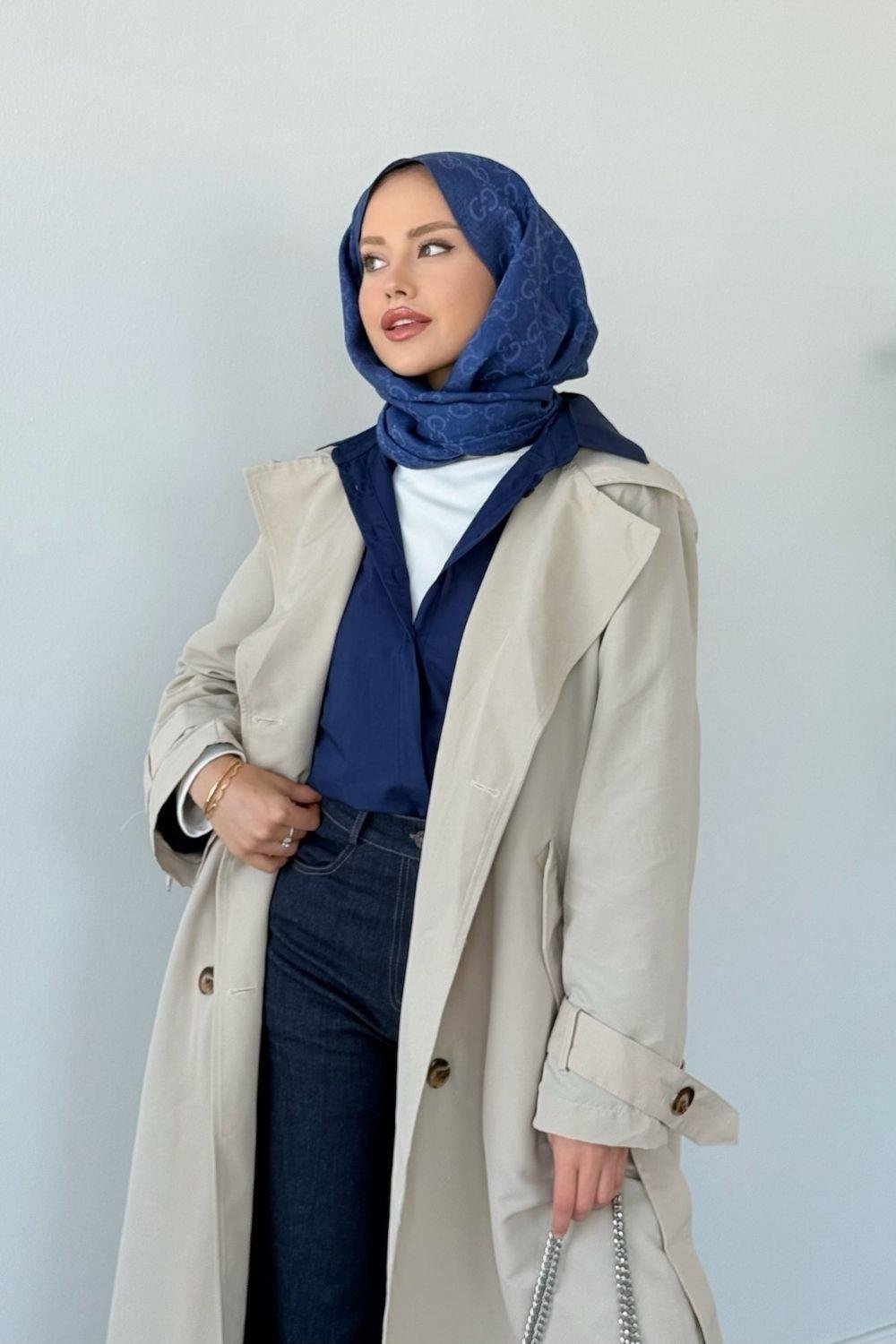 Asır Arka Pile Detaylı Trençkot Taş 5979 