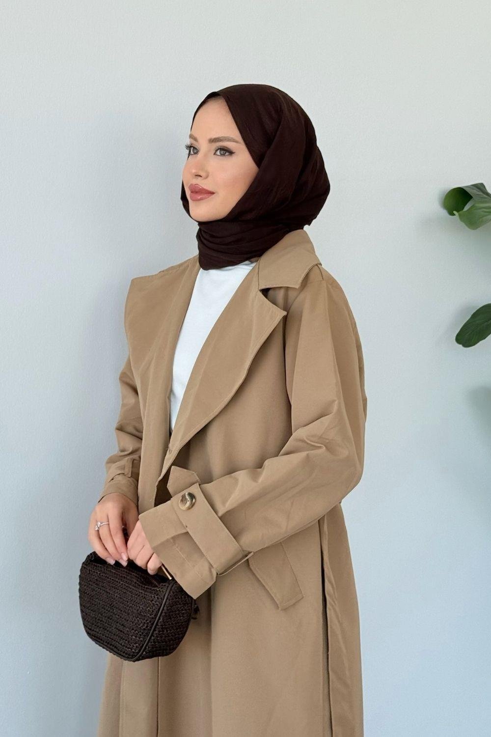 Asır Arka Pile Detaylı Trençkot Toprak 5979 