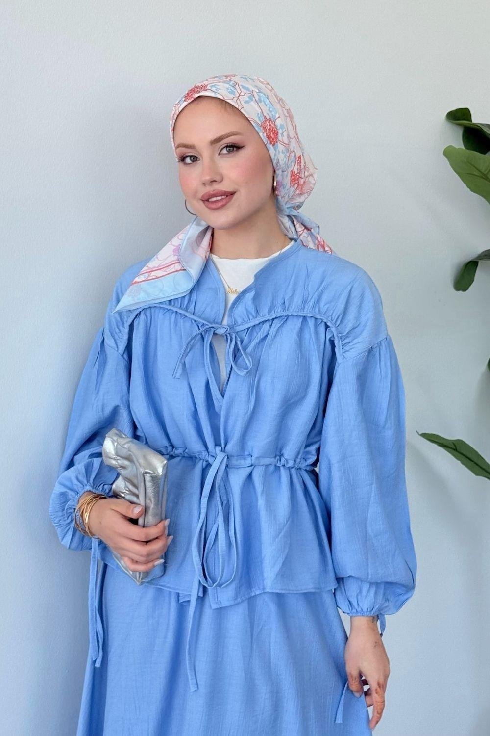 Büzgülü Etekli Takım Bebe Mavisi 6000 