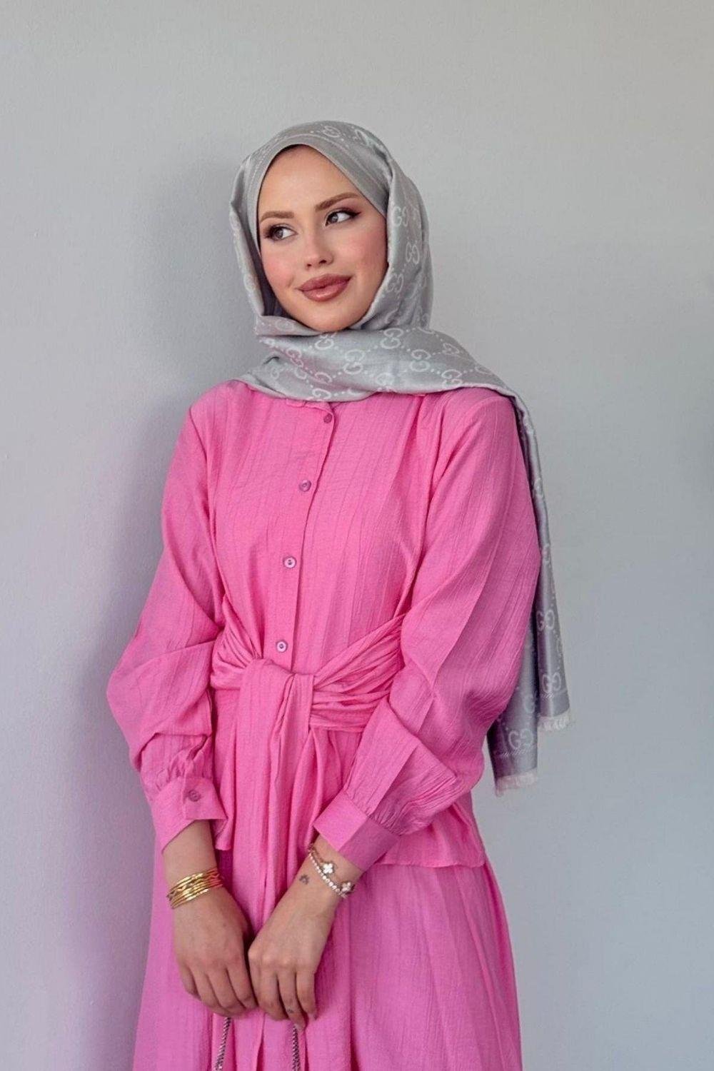 Tiny Bağlamalı Etekli Takım Pembe 60020 