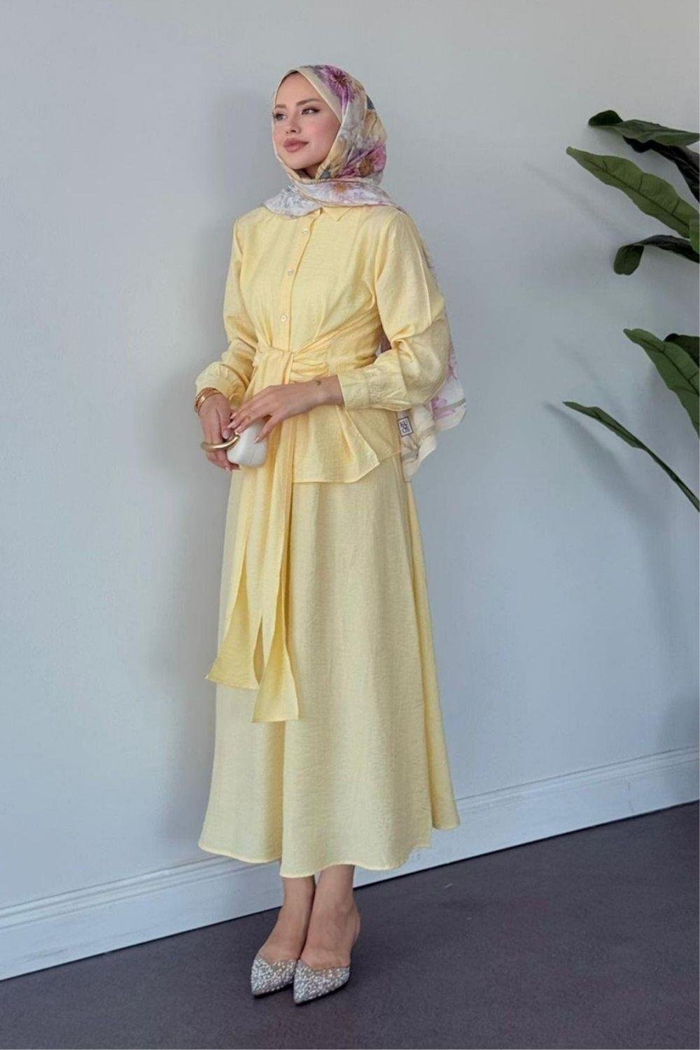 Tiny Bağlamalı Etekli Takım Sarı 60020 