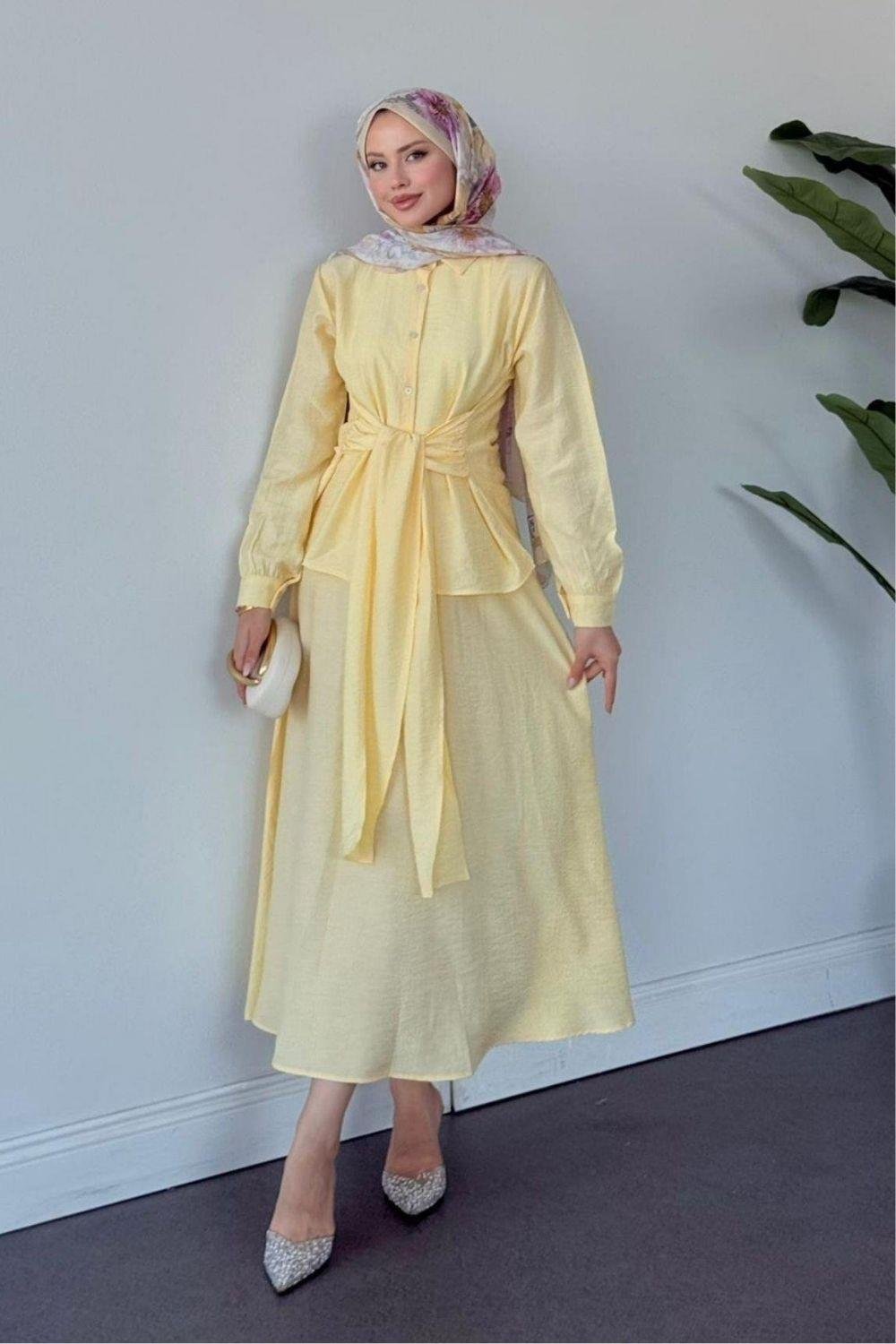 Tiny Bağlamalı Etekli Takım Sarı 60020 