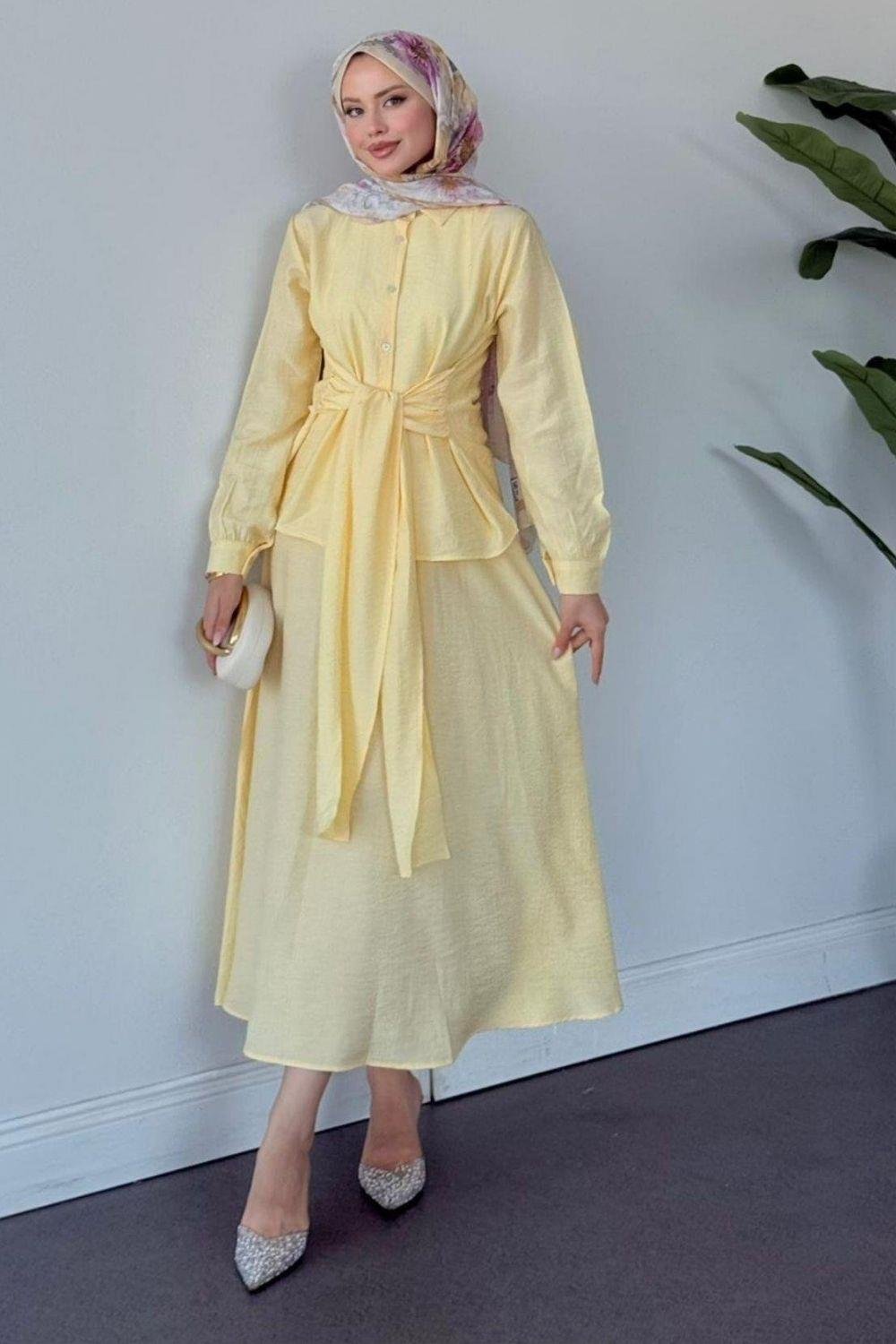 Tiny Bağlamalı Etekli Takım Sarı 60020 