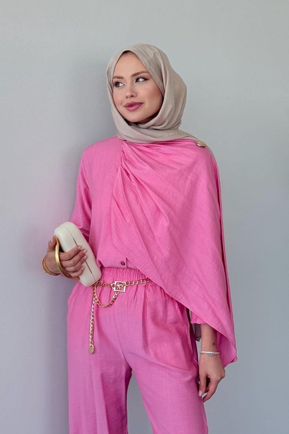 NAZLI PANTOLONLU TAKIM Pembe 6004 