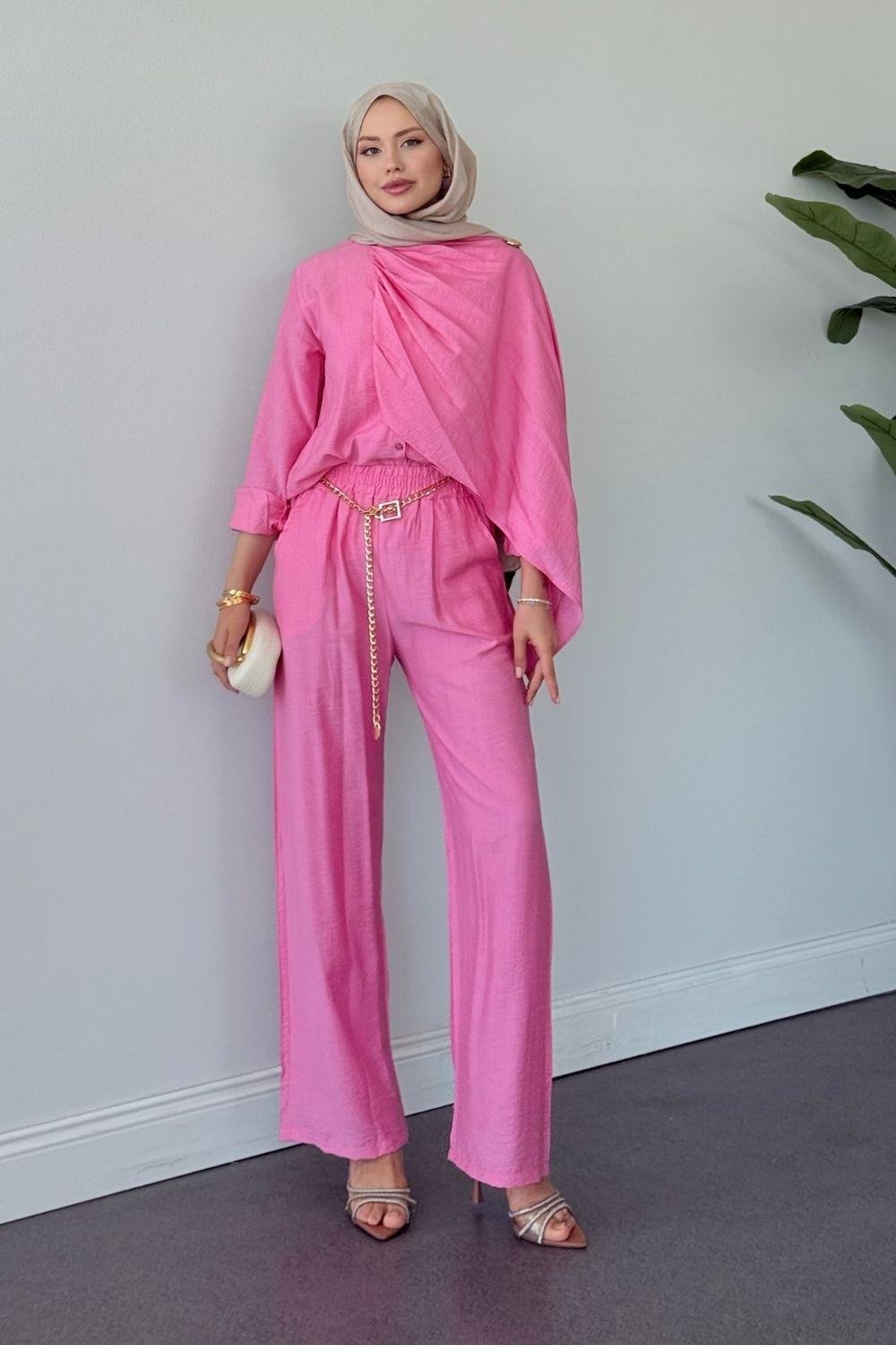 NAZLI PANTOLONLU TAKIM Pembe 6004 