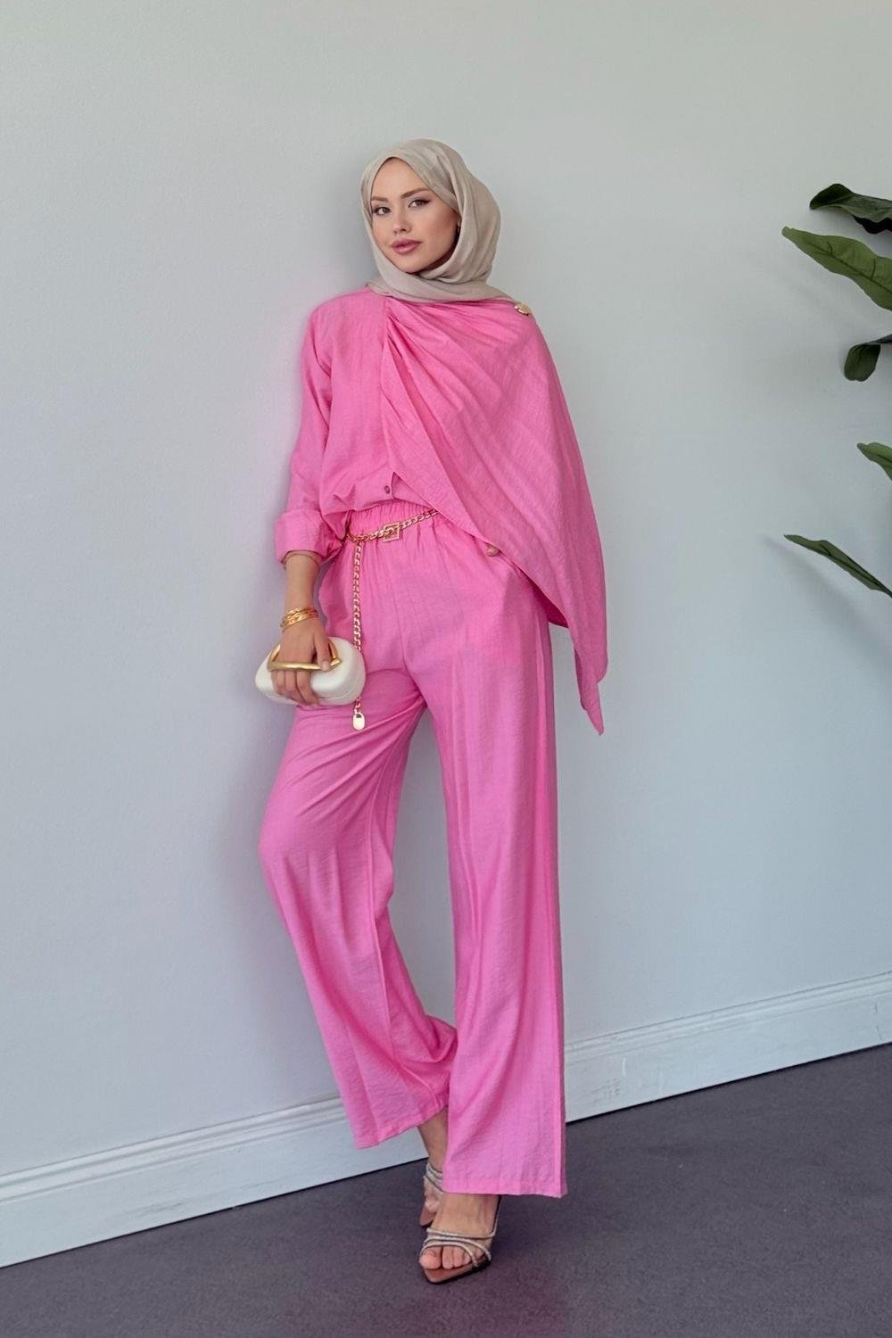 NAZLI PANTOLONLU TAKIM Pembe 6004 