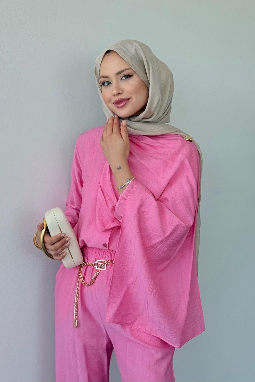 NAZLI PANTOLONLU TAKIM Pembe 6004 