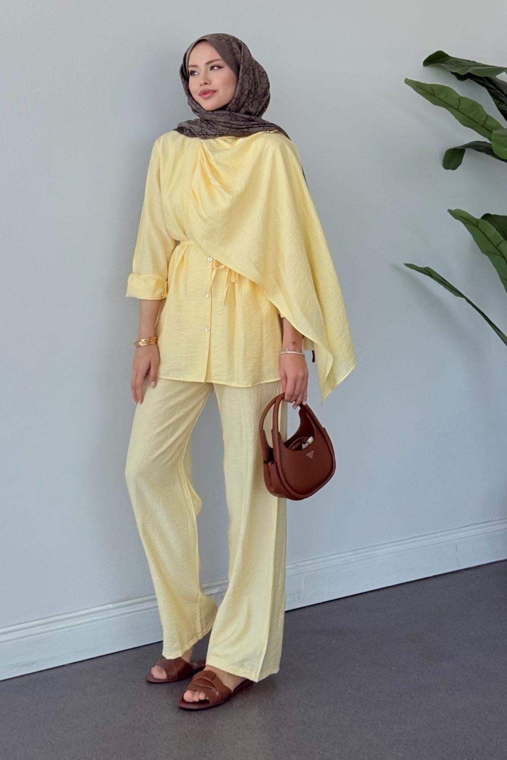 NAZLI PANTOLONLU TAKIM Sarı 6004 