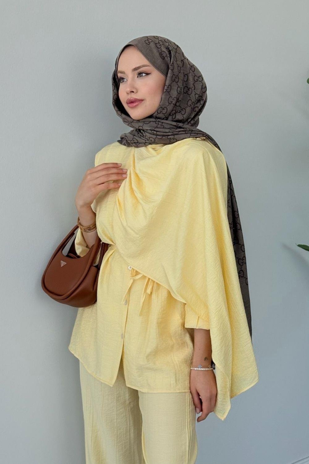 NAZLI PANTOLONLU TAKIM Sarı 6004 