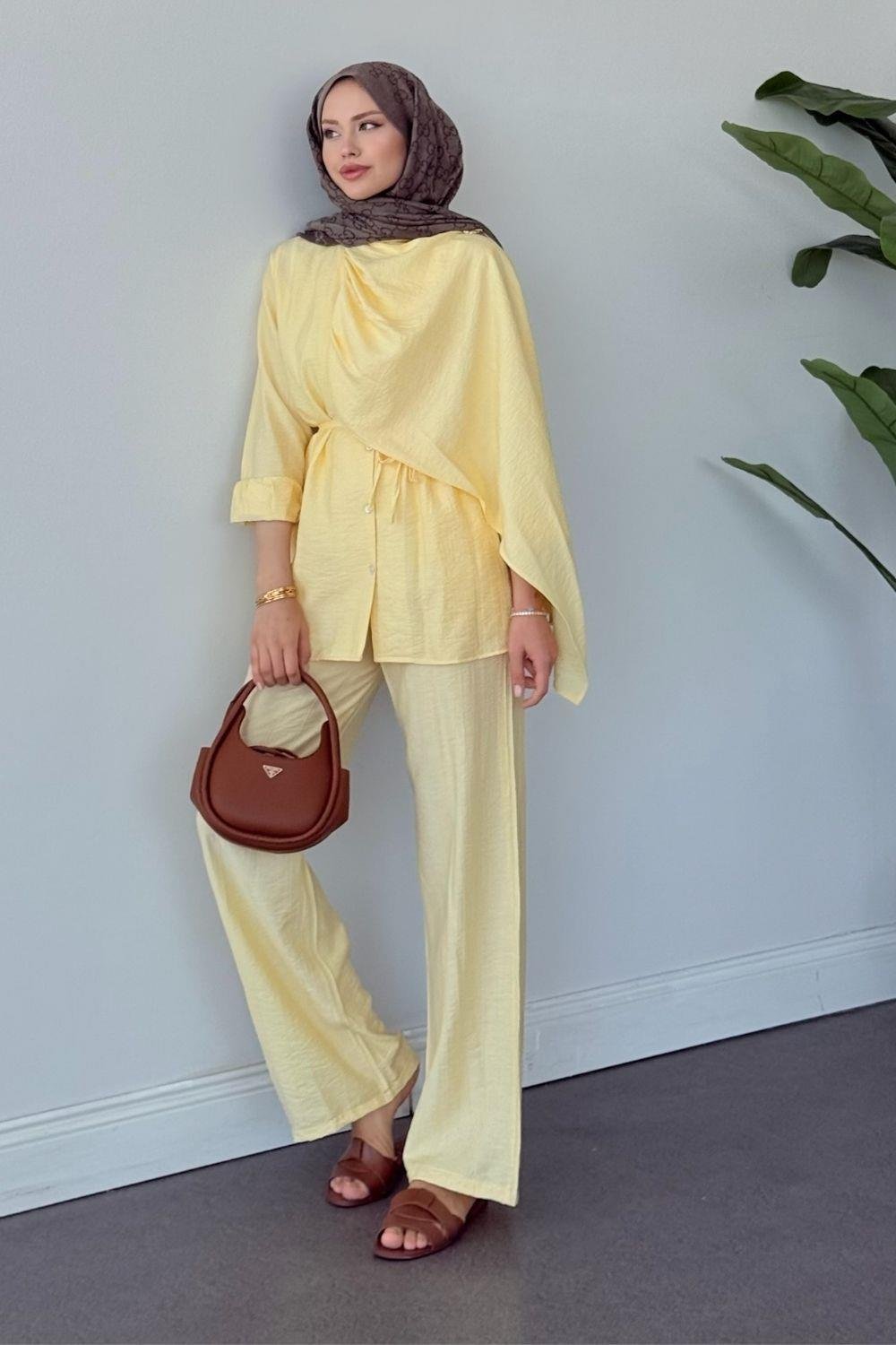 NAZLI PANTOLONLU TAKIM Sarı 6004 