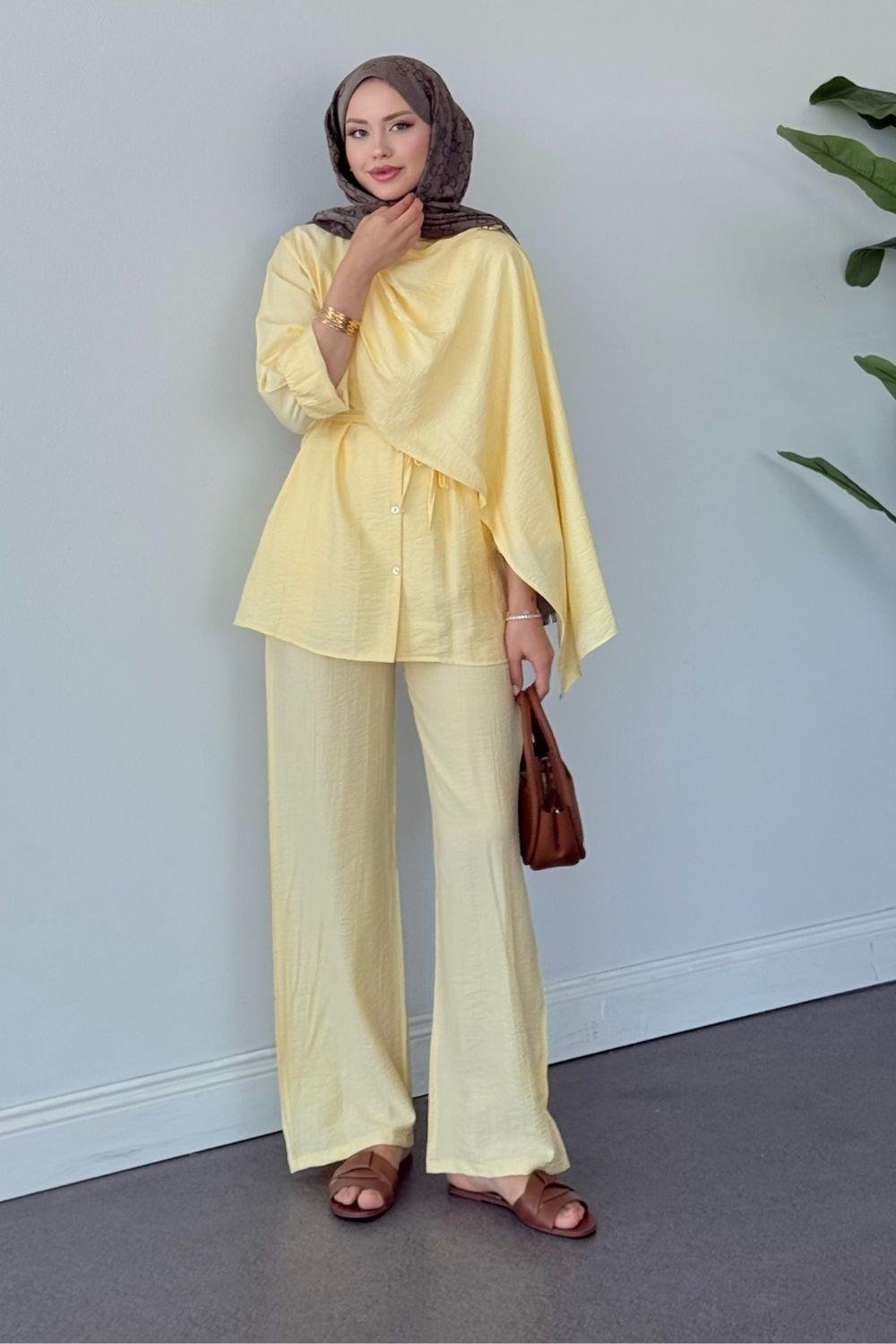 NAZLI PANTOLONLU TAKIM Sarı 6004 