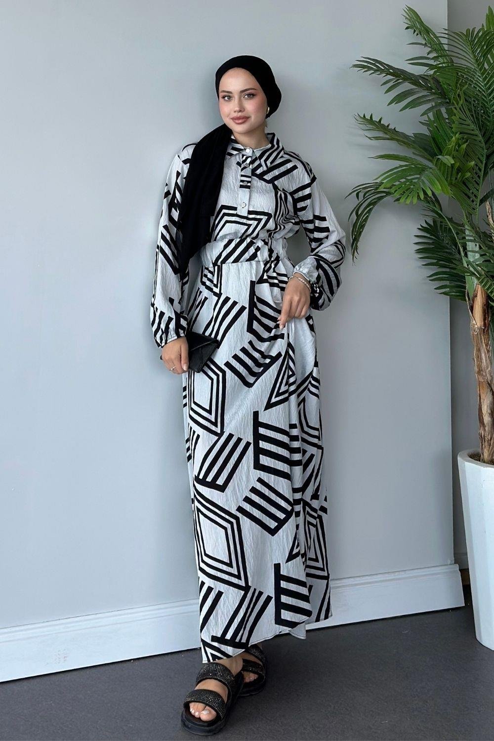 Saye Elbise Beyaz 6016 