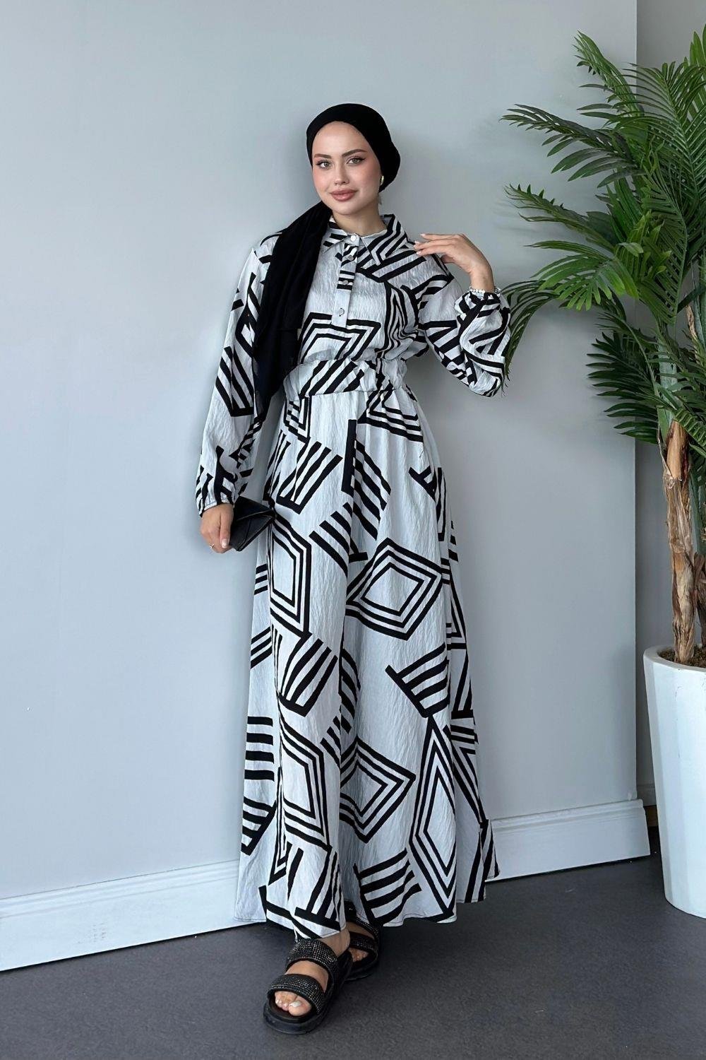 Saye Elbise Beyaz 6016 