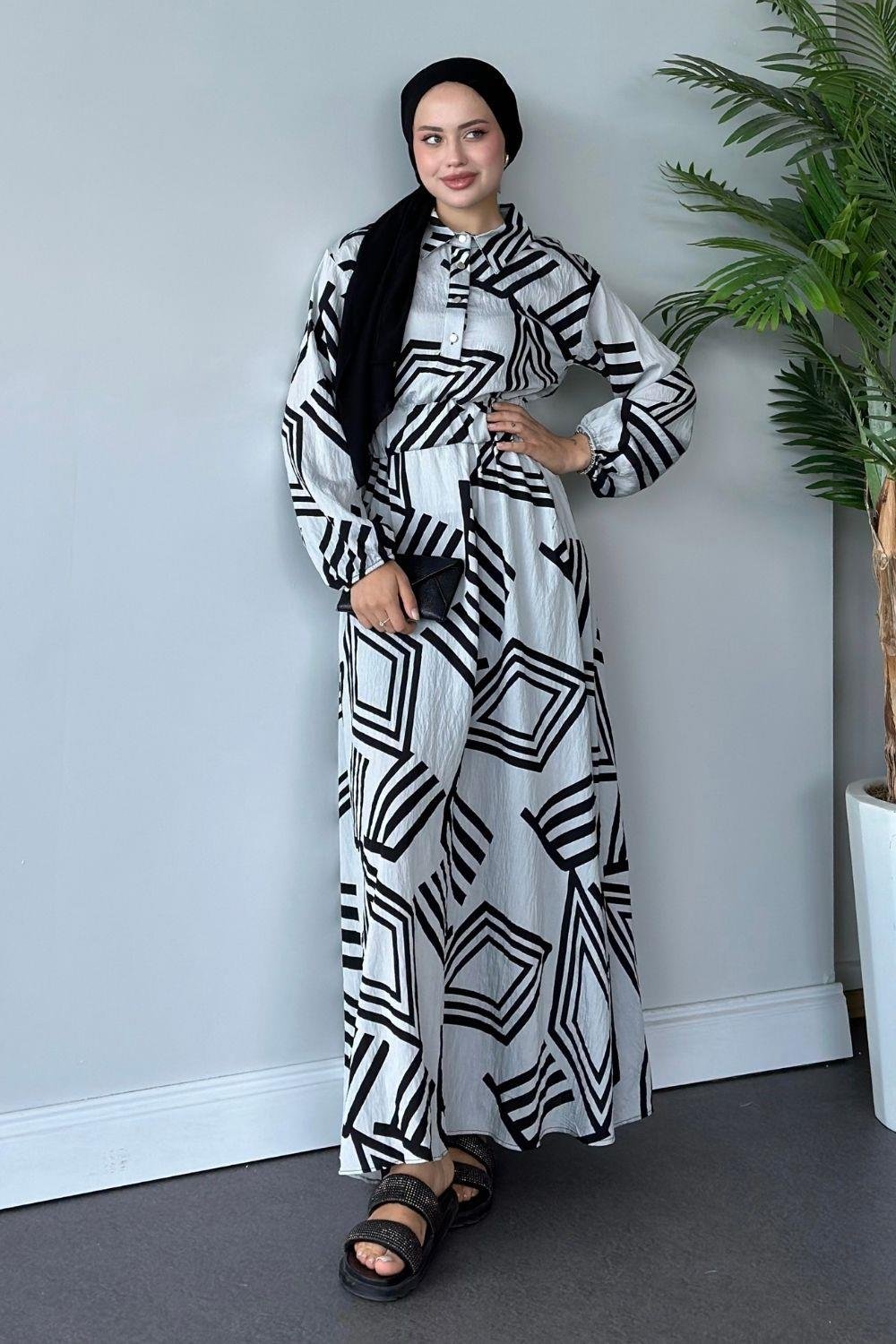 Saye Elbise Beyaz 6016 