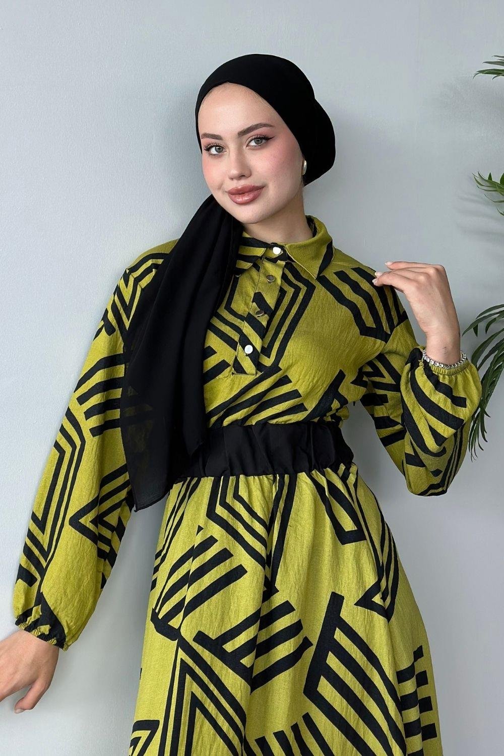 Saye Elbise Fıstık Yeşili 6016 