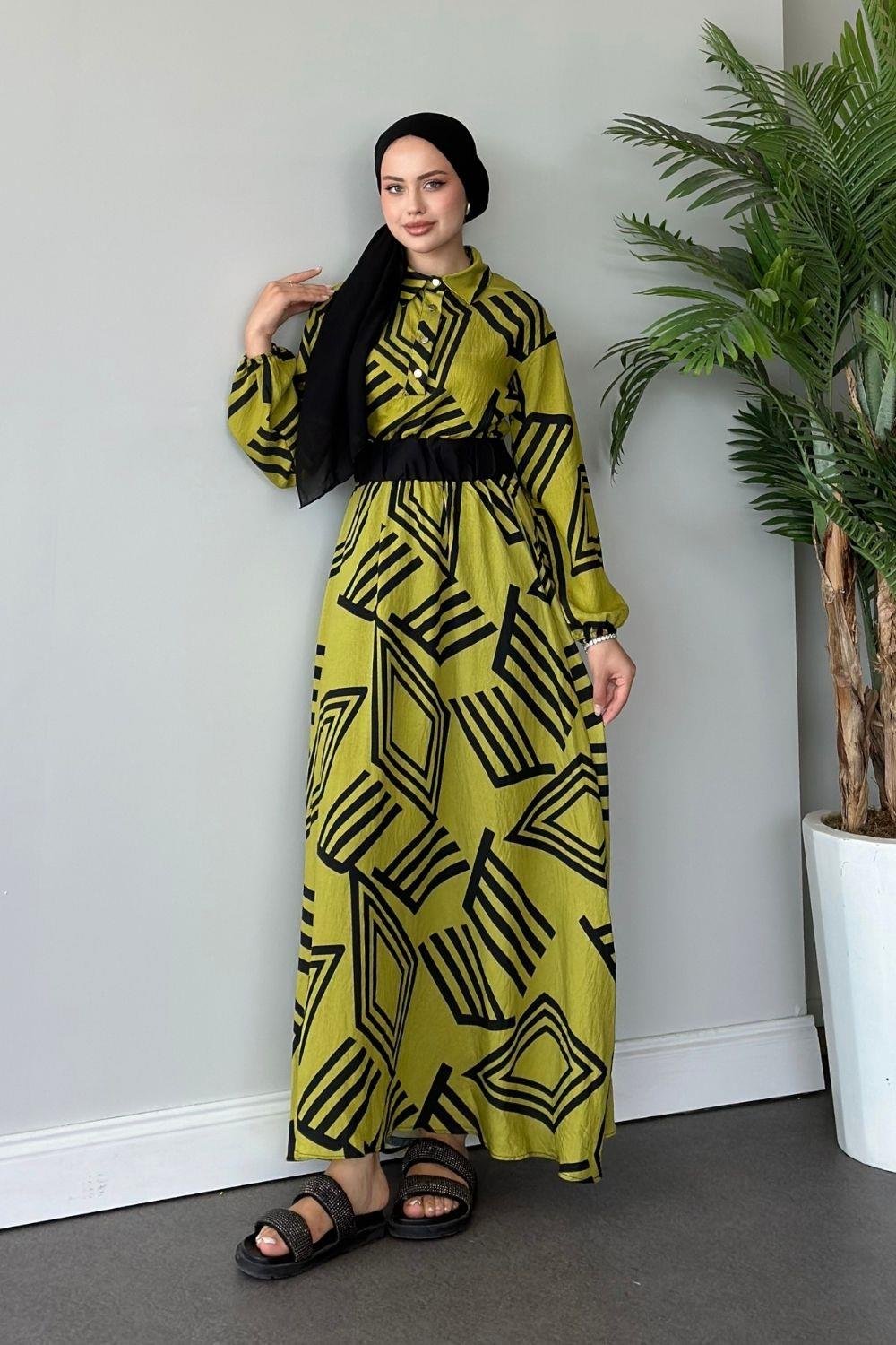 Saye Elbise Fıstık Yeşili 6016 