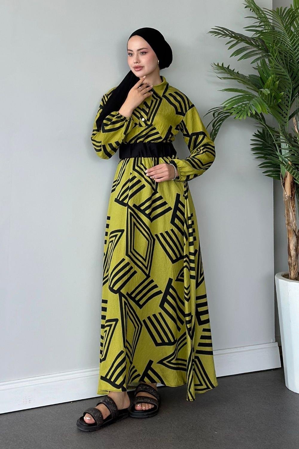 Saye Elbise Fıstık Yeşili 6016 