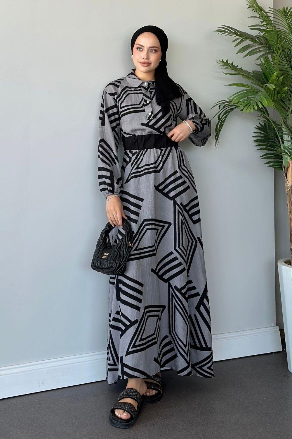 Saye Elbise Gri 6016 