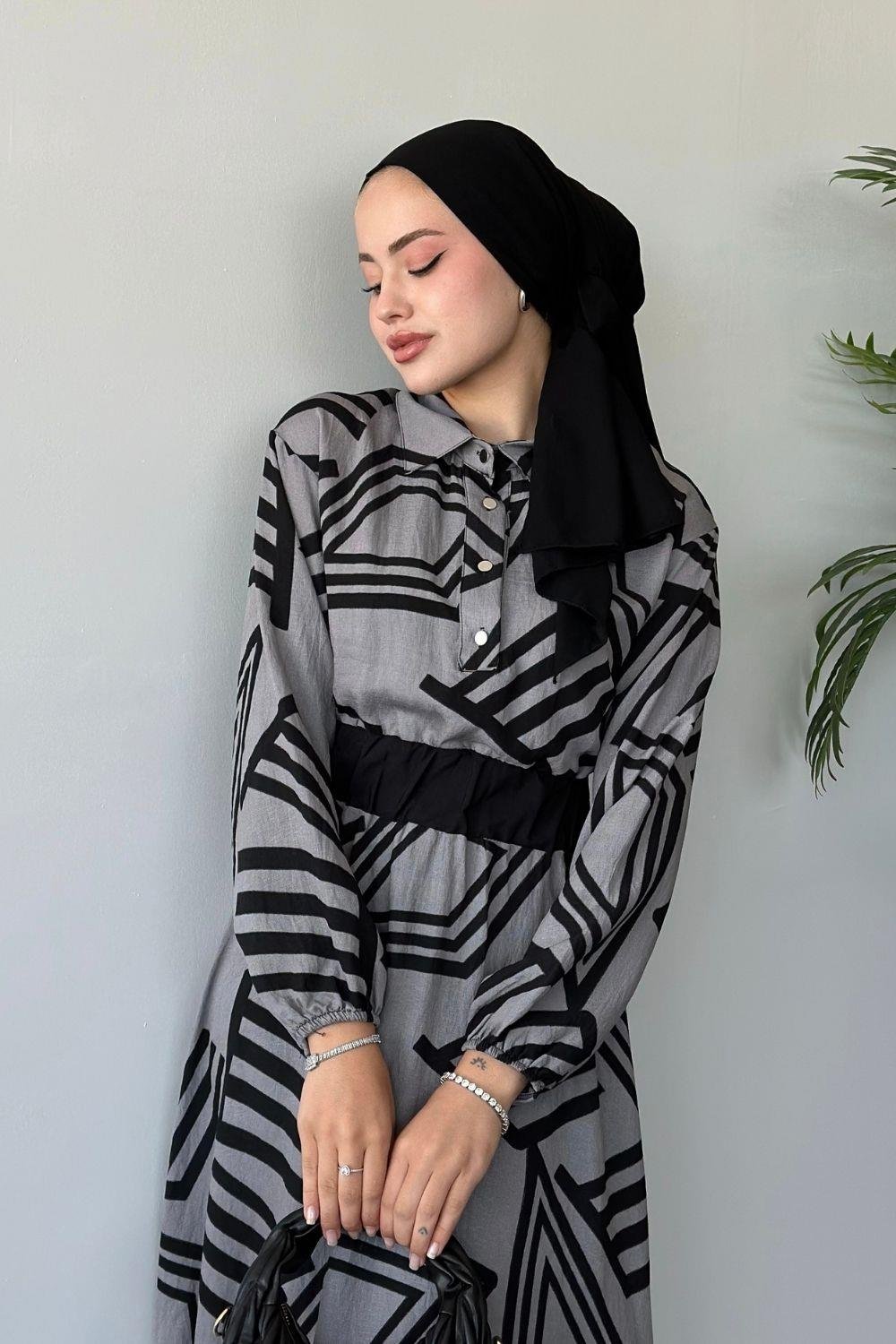 Saye Elbise Gri 6016 