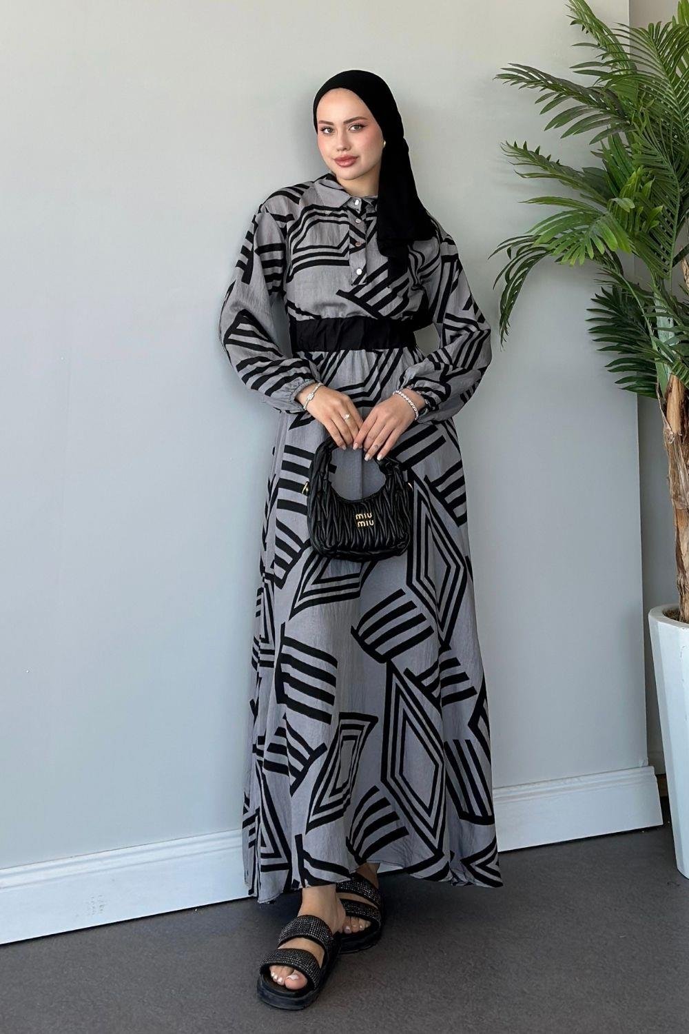 Saye Elbise Gri 6016 