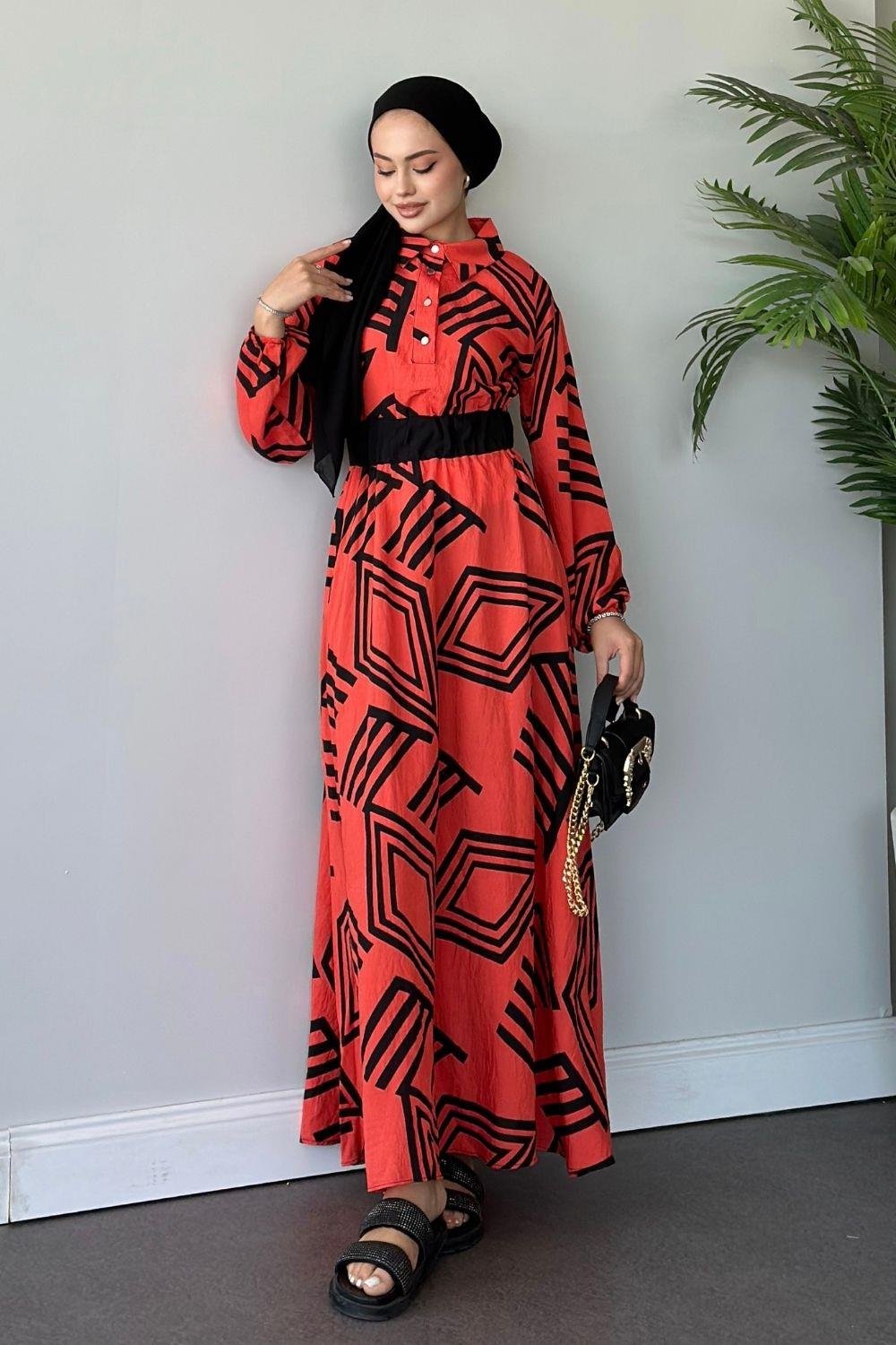 Saye Elbise Turuncu 6016 