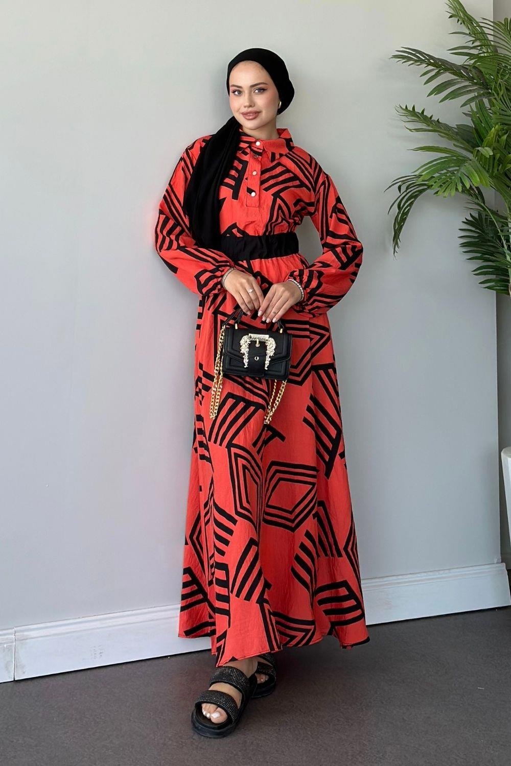 Saye Elbise Turuncu 6016 