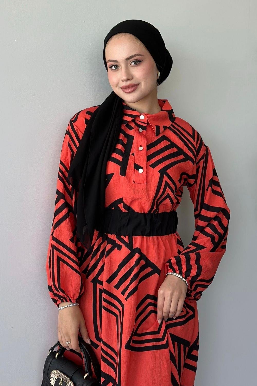 Saye Elbise Turuncu 6016 