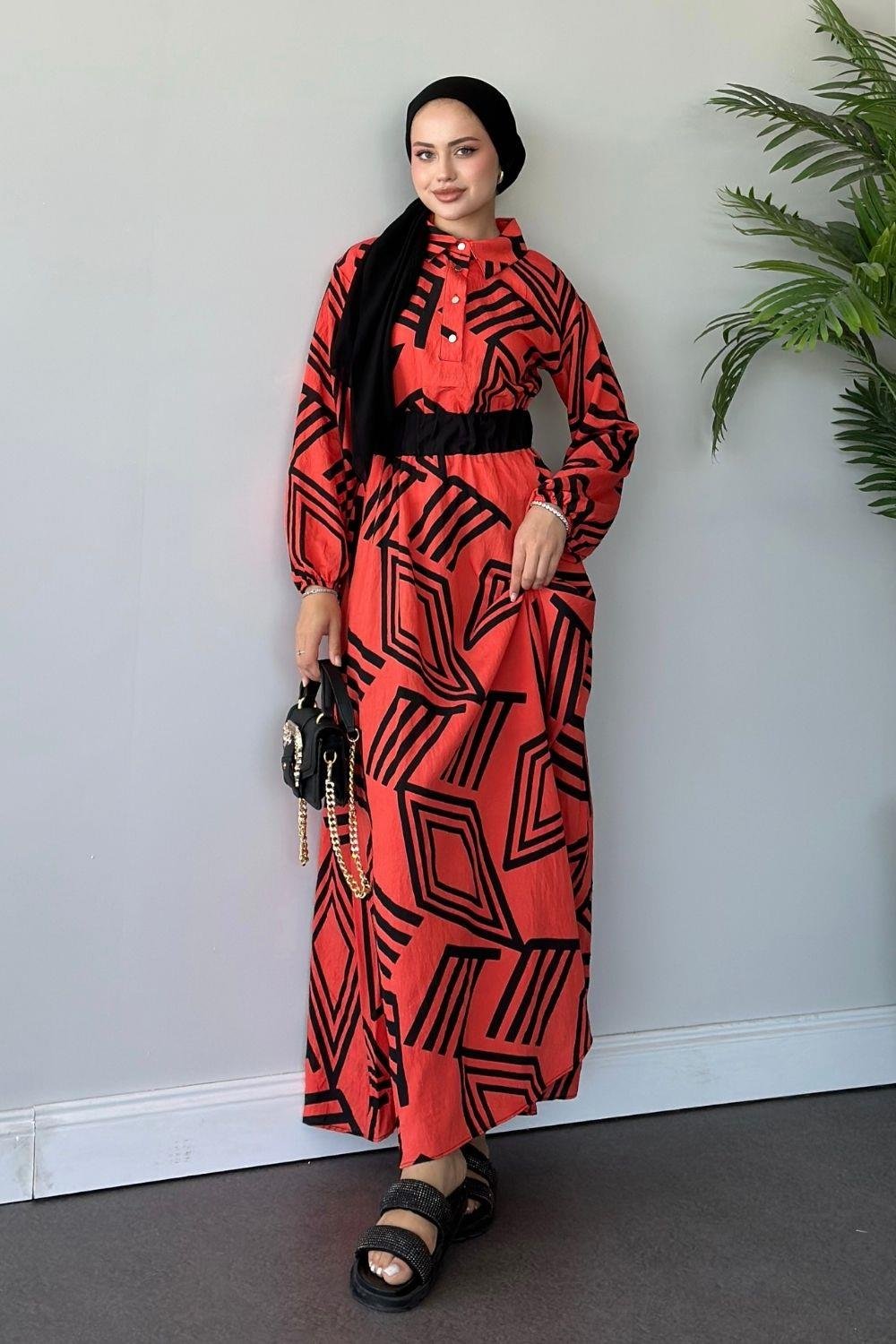 Saye Elbise Turuncu 6016 