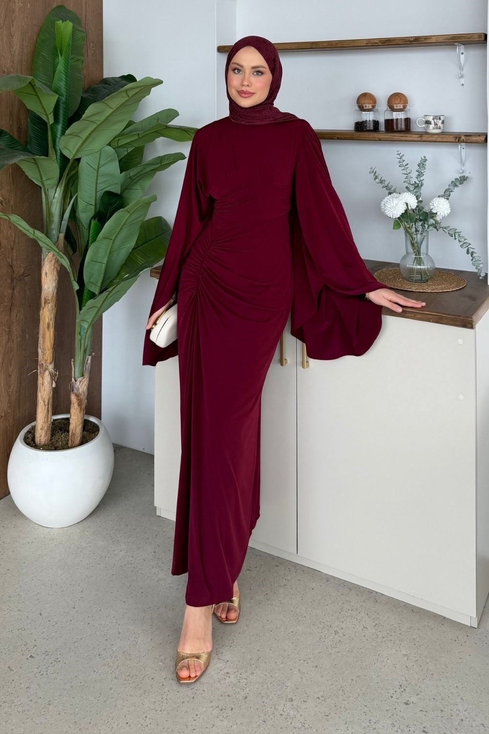 Lucy Sandy Elbise Bordo 6027 