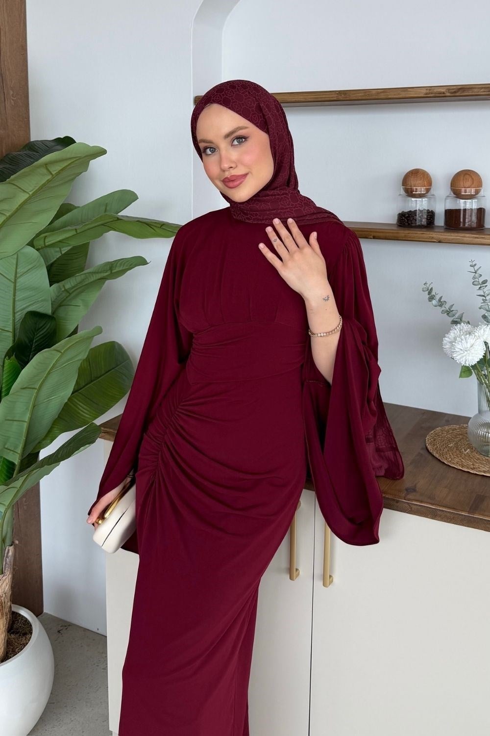 Lucy Sandy Elbise Bordo 6027 