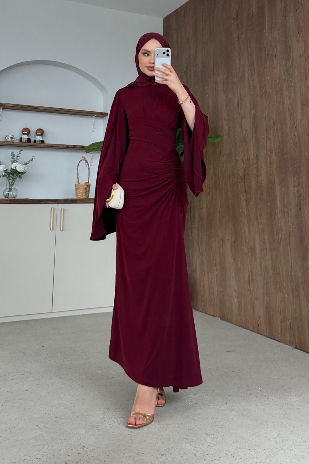 Lucy Sandy Elbise Bordo 6027 