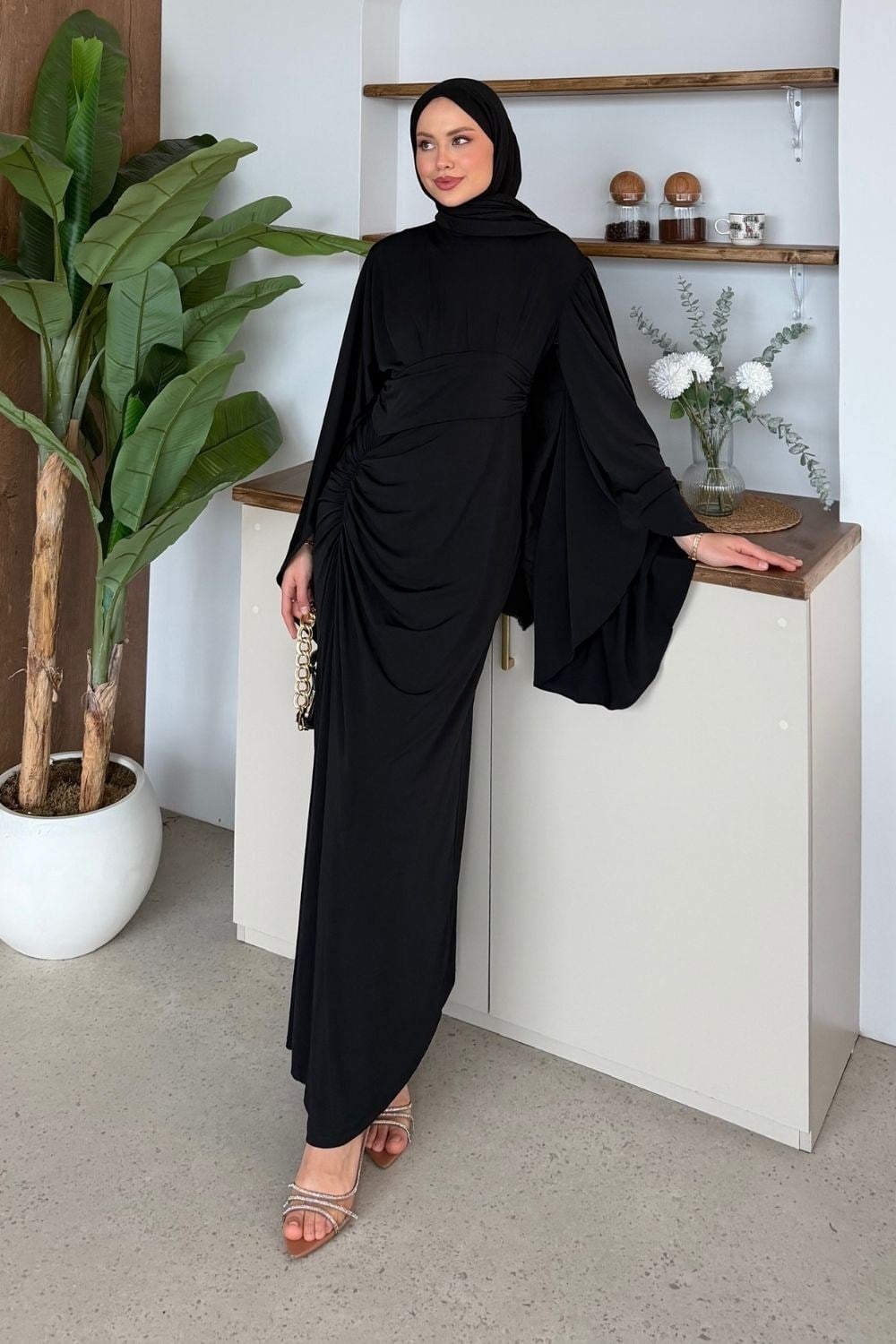 Lucy Sandy Elbise Siyah 6027 