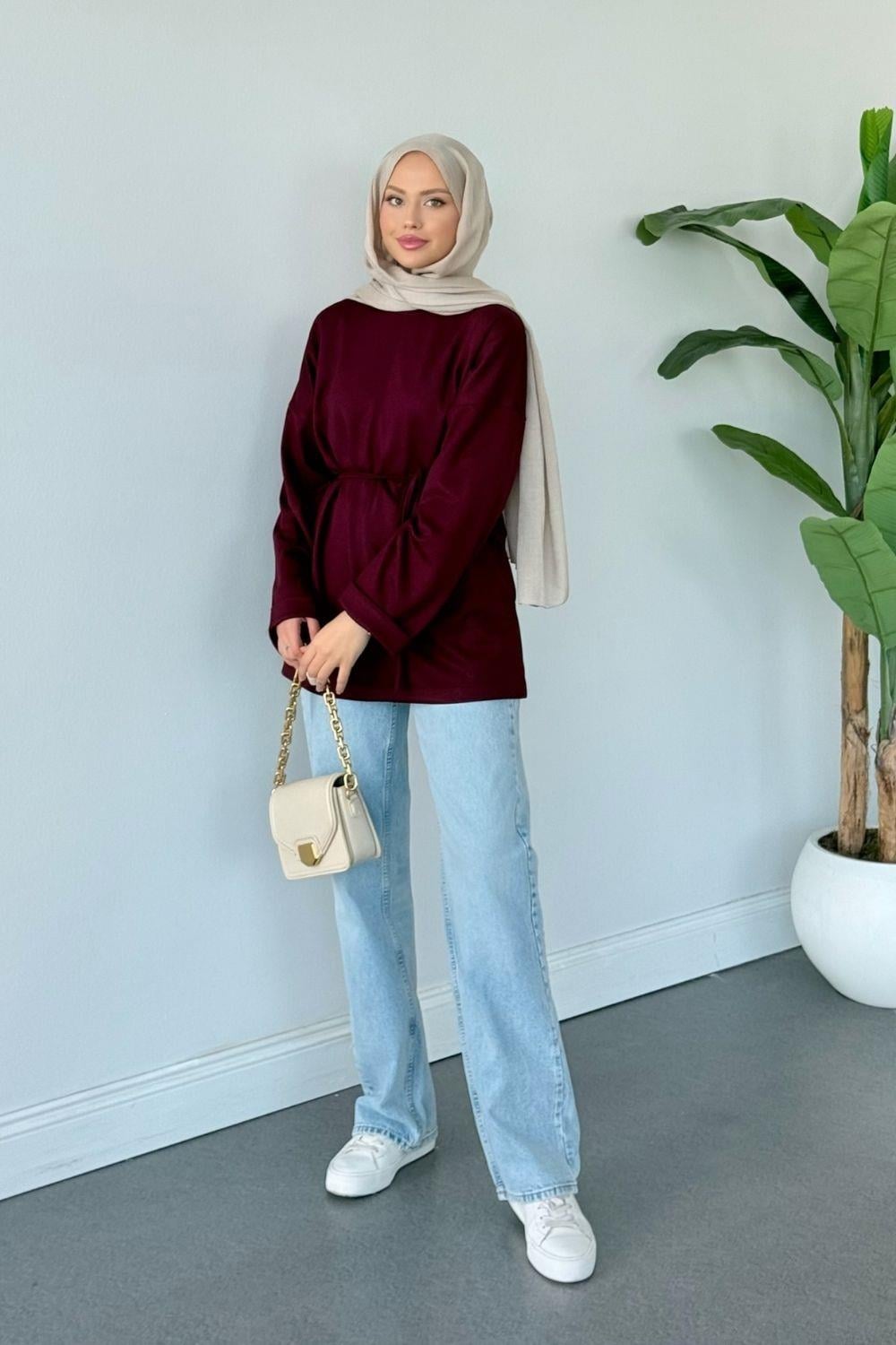 Türev Duble Kol Tunik Bordo 6060 