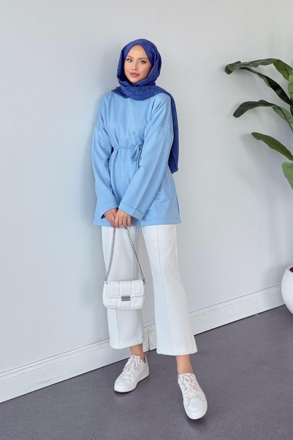 Türev Duble Kol Tunik Mavi 6060 