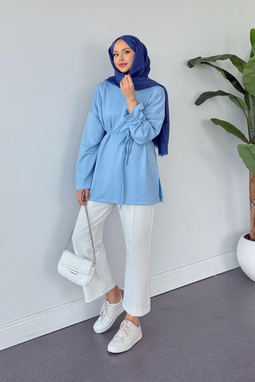 Türev Duble Kol Tunik Mavi 6060 