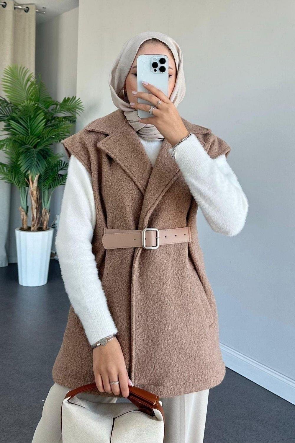 Miayse Teddy Yelek Camel 6137 