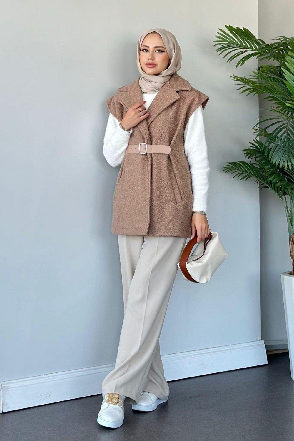 Miayse Teddy Yelek Camel 6137 