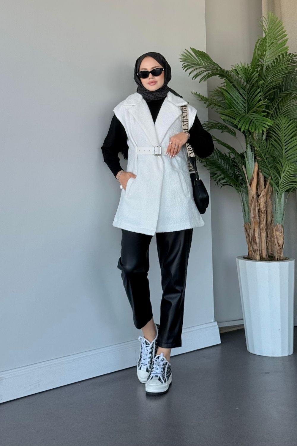 Miayse Teddy Yelek Ekru 6137 