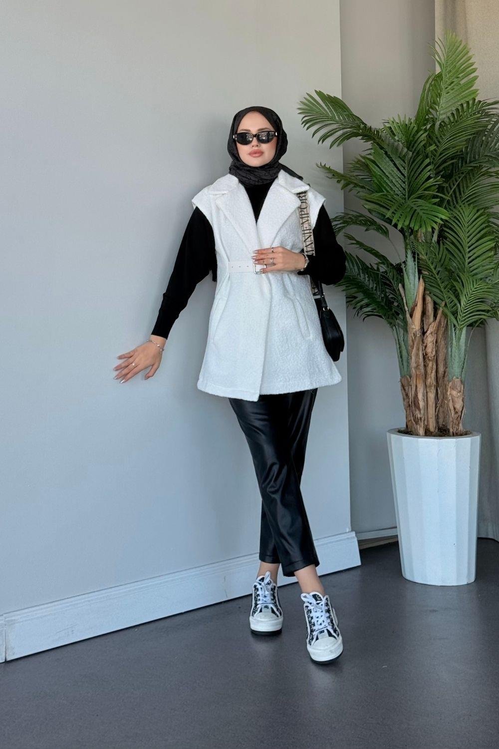 Miayse Teddy Yelek Ekru 6137 