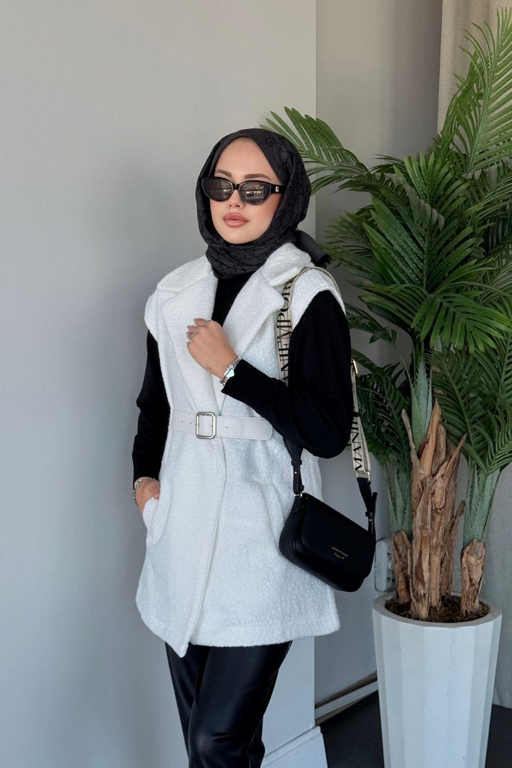 Miayse Teddy Yelek Ekru 6137 