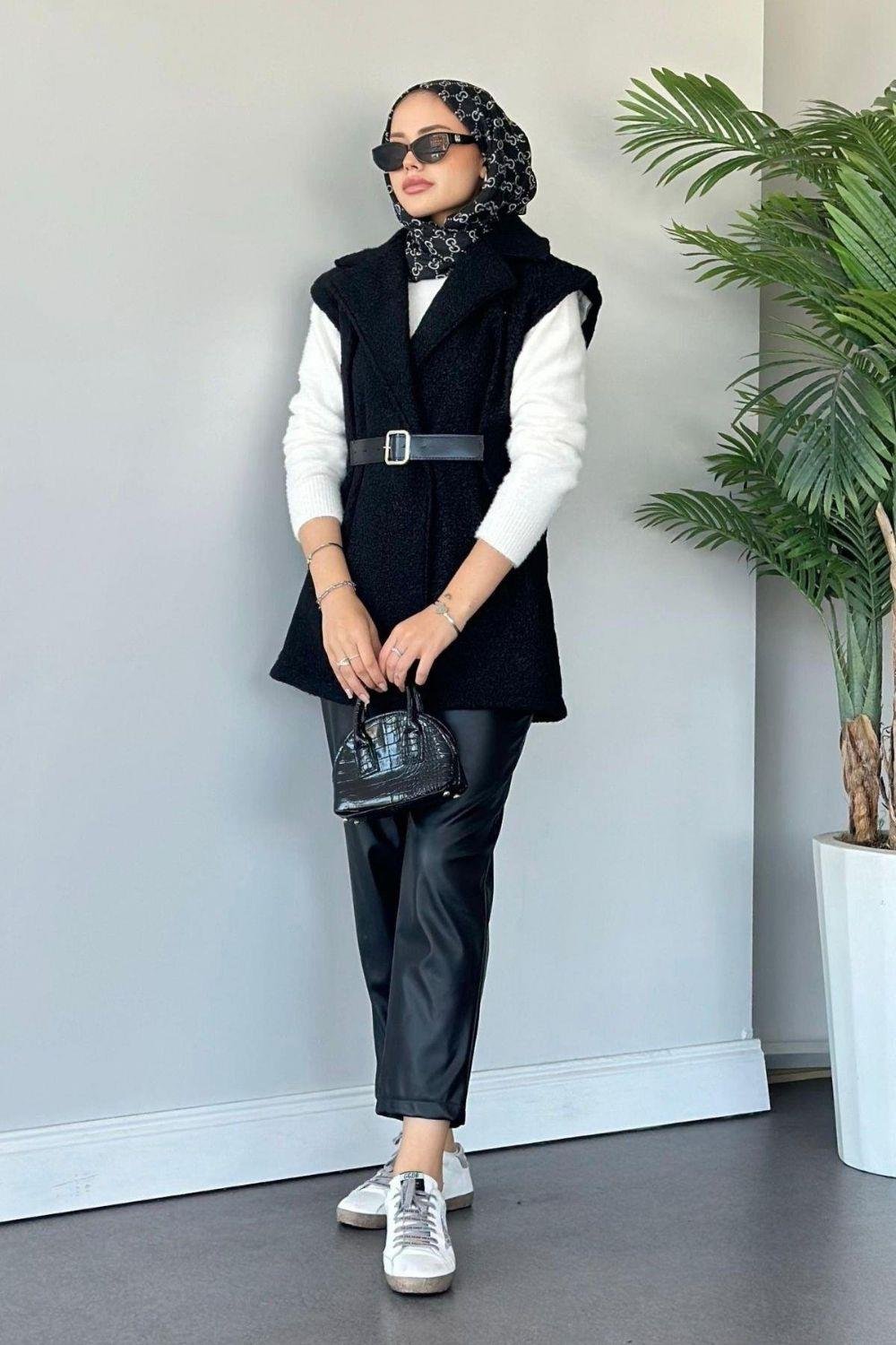 Miayse Teddy Yelek Siyah 6137 