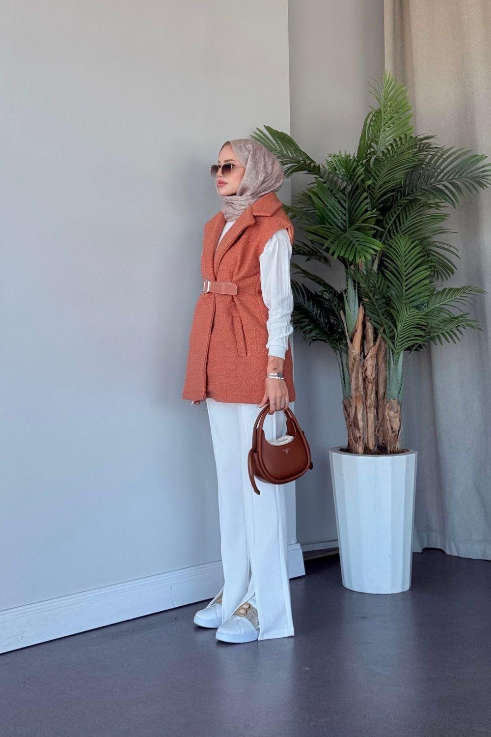 Miayse Teddy Yelek Turuncu 6137 