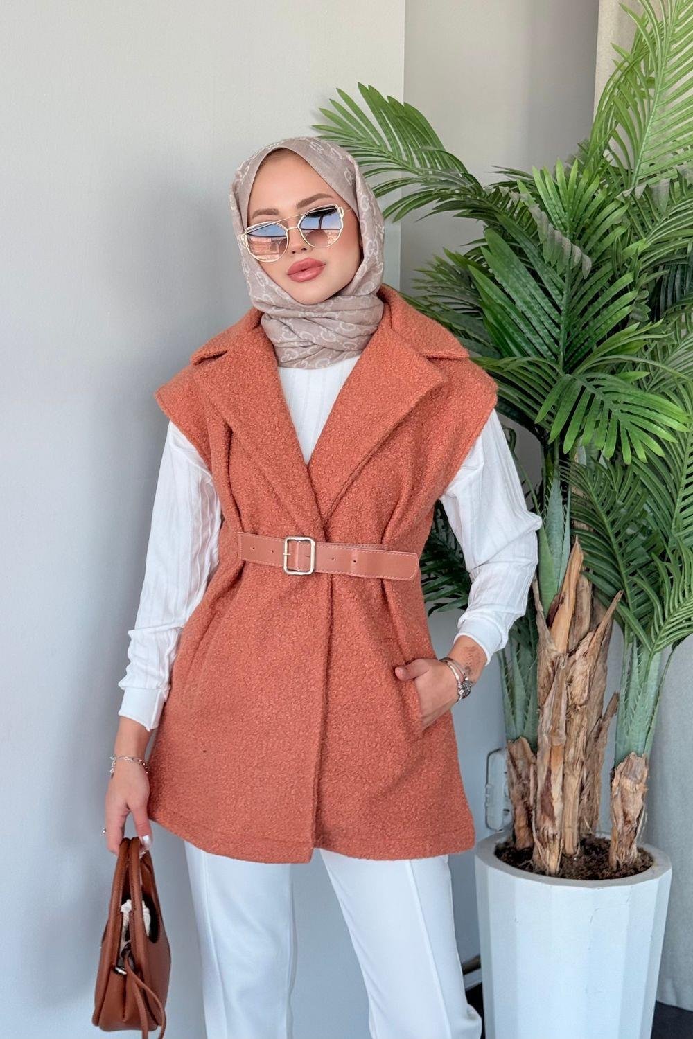 Miayse Teddy Yelek Turuncu 6137 