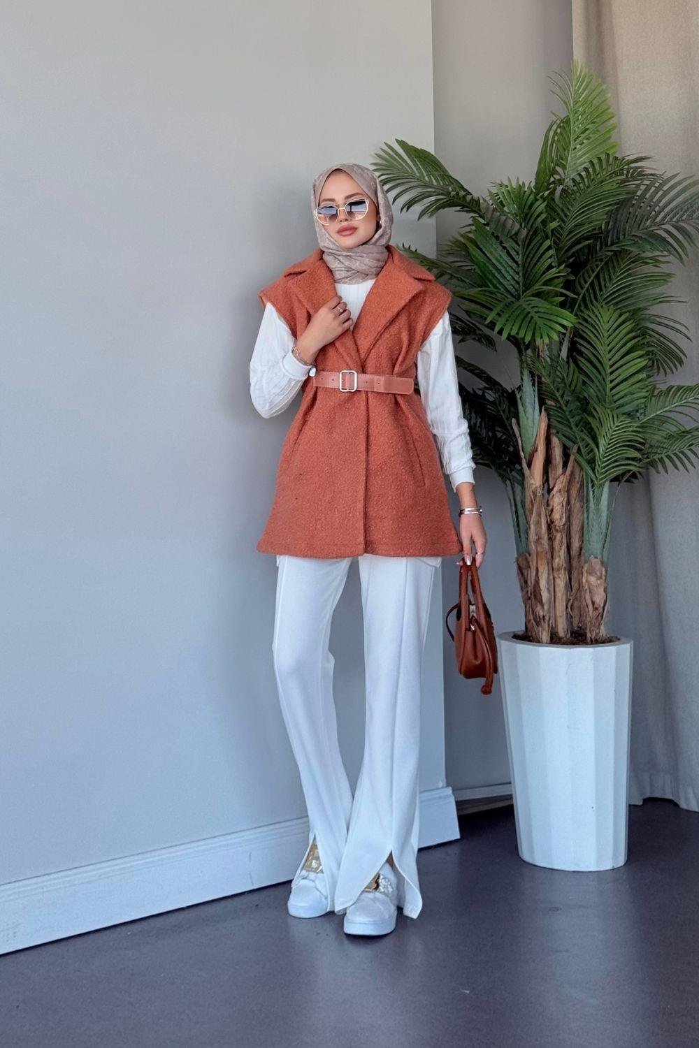 Miayse Teddy Yelek Turuncu 6137 