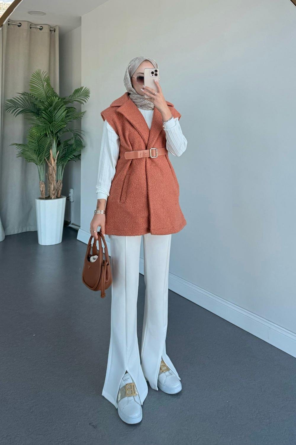 Miayse Teddy Yelek Turuncu 6137 