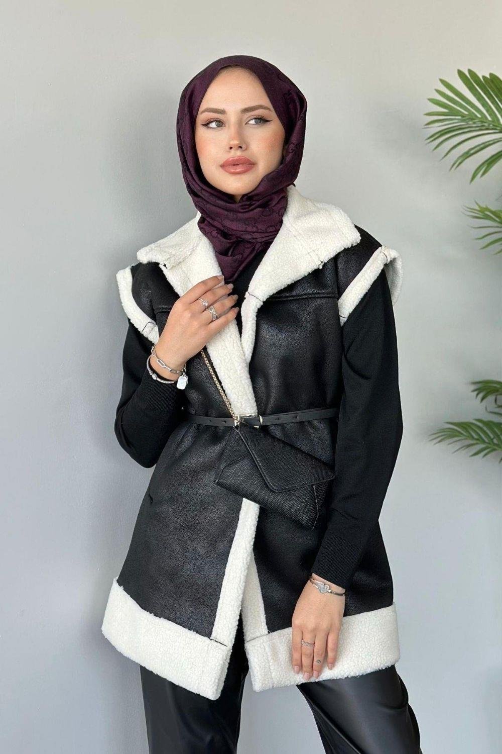 Deri Nubuk Yelek Siyah 61420 